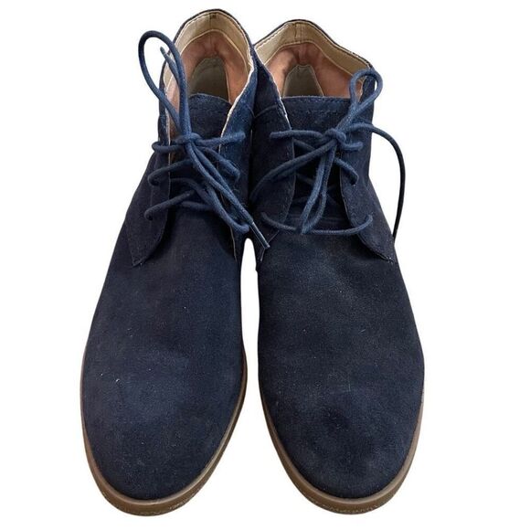 Franco Sarto Womens Percy Chukka Ankle Boots 9M Blue Suede Leather Lace Up - Picture 1 of 7